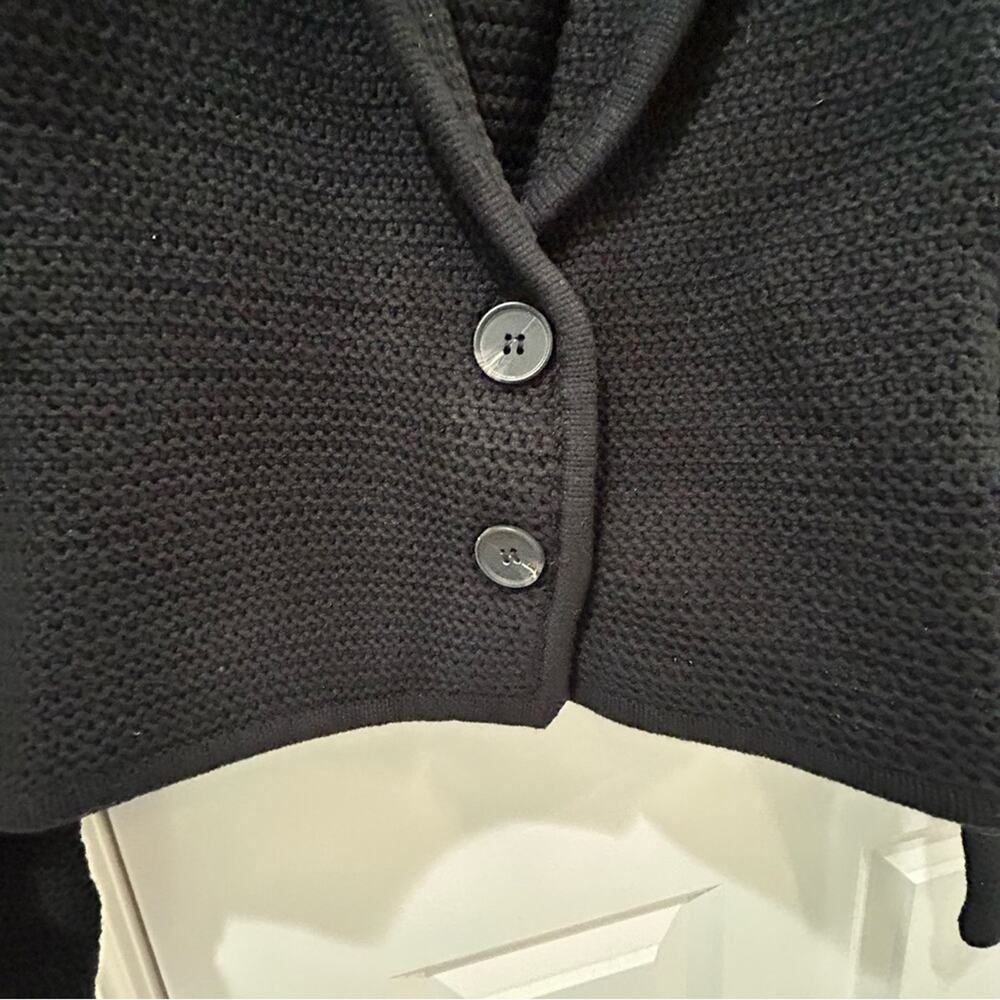 Anthropologie Black Cropped Cotton Blazer Open Knit Cardigan DH New York NWT M - Picture 6 of 11